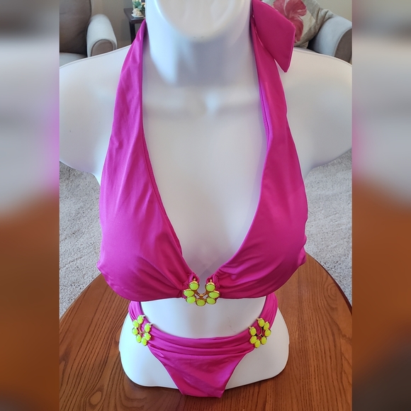 Trina Turk Other - Trina Turk fuscia jewel-trim separates bikini, size 10/12